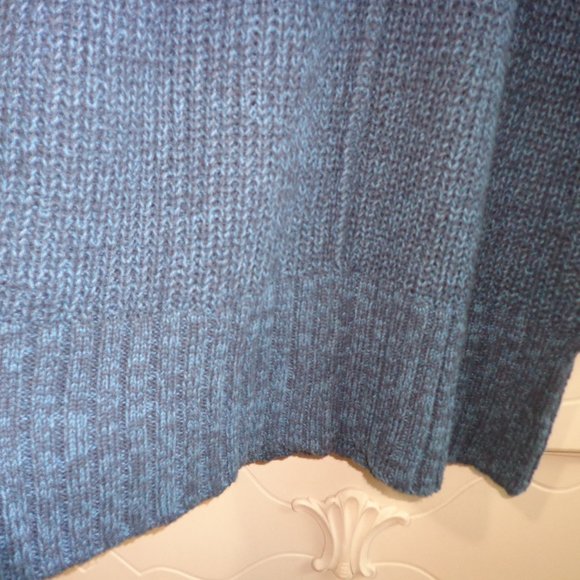 NWT Mystree Knit Tunic L V-Neck Faux Collar Long Sleeves Blue Side Slits - Picture 8 of 15